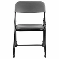 National Public Seating 820 Black Metal Folding Chair With Charcoal Slate Plastic Seat -Lancaster Table & Seating Shop 1998954