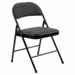 National Public Seating 970 Commercialine Star Trail Black Metal Folding Chair With Star Trail Black Padded Fabric Seat