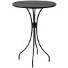 BFM Seating Barnegat 30" Round Black Steel Outdoor / Indoor Dining Height Table With Umbrella Hole