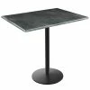 Holland Bar Stool OD214-2242BWOD3048BLKSTL EnduroTop 30" X 48" Black Steel Wood Laminate Outdoor / Indoor Bar Height Table With Round Base