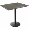 Holland Bar Stool OD214-2242BWOD3048CHAR EnduroTop 30" X 48" Charcoal Wood Laminate Outdoor / Indoor Bar Height Table With Round Base