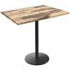 Holland Bar Stool OD214-2242BWOD3048RUSTIC EnduroTop 30" X 48" Rustic Wood Laminate Outdoor / Indoor Bar Height Table With Round Base