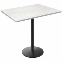 Holland Bar Stool OD214-2242BWOD3048WA EnduroTop 30" X 48" White Ash Wood Laminate Outdoor / Indoor Bar Height Table With Round Base