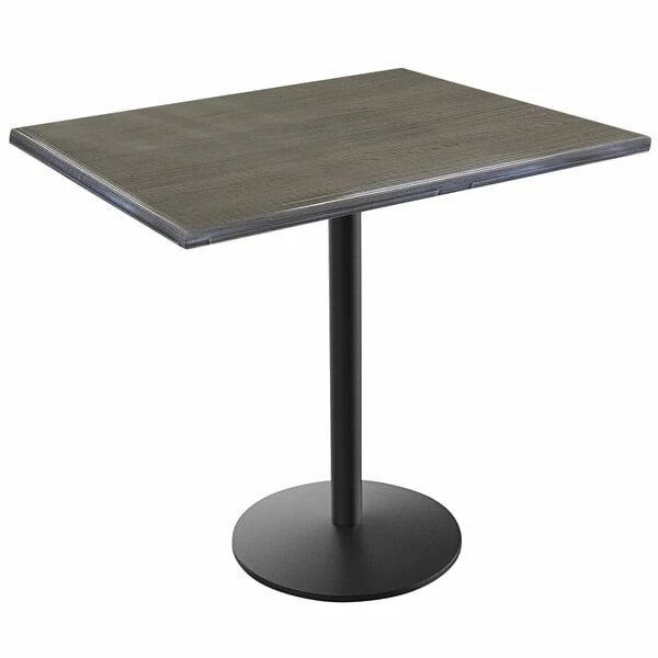 Holland Bar Stool OD214-2236BWOD3048CHAR EnduroTop 30" X 48" Charcoal Wood Laminate Outdoor / Indoor Counter Height Table With Round Base 1 Holland Bar Stool OD214-2236BWOD3048CHAR EnduroTop 30" X 48" Charcoal Wood Laminate Outdoor / Indoor Counter Height Table With Round Base