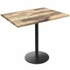 Holland Bar Stool OD214-2236BWOD3048RUSTIC EnduroTop 30" X 48" Rustic Wood Laminate Outdoor / Indoor Counter Height Table With Round Base