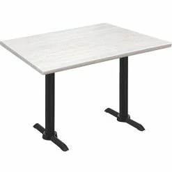 Holland Bar Stool OD211EB-30BWOD3048WA EnduroTop 30" X 48" White Ash Wood Laminate Outdoor / Indoor Standard Height Table With End Column Base