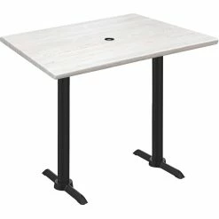Holland Bar Stool OD211EB-42BWOD3048WAU EnduroTop 30" X 48" White Ash Wood Laminate Outdoor / Indoor Bar Height Table With End Column Base And Umbrella Hole