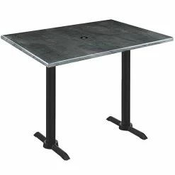 Holland Bar Stool OD211EB-36BWOD3048BLKSTLU EnduroTop 30" X 48" Black Steel Wood Laminate Outdoor / Indoor Counter Height Table With End Column Base And Umbrella Hole