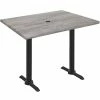 Holland Bar Stool OD211EB-36BWOD3048GRYSTNU EnduroTop 30" X 48" Greystone Wood Laminate Outdoor / Indoor Counter Height Table With End Column Base And Umbrella Hole
