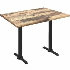 Holland Bar Stool OD211EB-36BWOD3048RUSTICU EnduroTop 30" X 48" Rustic Wood Laminate Outdoor / Indoor Counter Height Table With End Column Base And Umbrella Hole