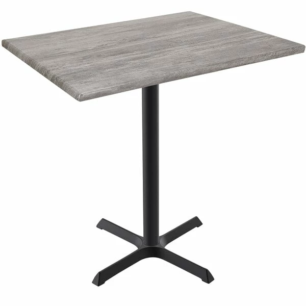 Holland Bar Stool OD211-3042BWOD3048GRYSTN EnduroTop 30" X 48" Greystone Wood Laminate Outdoor / Indoor Bar Height Table With Cross Base 1 Holland Bar Stool OD211-3042BWOD3048GRYSTN EnduroTop 30" X 48" Greystone Wood Laminate Outdoor / Indoor Bar Height Table With Cross Base