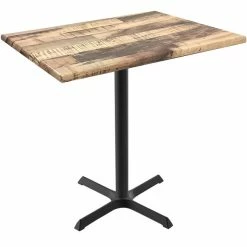 Holland Bar Stool OD211-3042BWOD3048RUSTIC EnduroTop 30" X 48" Rustic Wood Laminate Outdoor / Indoor Bar Height Table With Cross Base