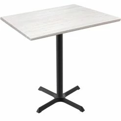 Holland Bar Stool OD211-3042BWOD3048WA EnduroTop 30" X 48" White Ash Wood Laminate Outdoor / Indoor Bar Height Table With Cross Base