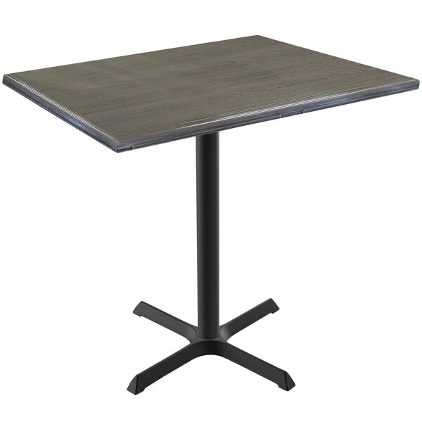 Holland Bar Stool OD211-3036BWOD3048CHAR EnduroTop 30" X 48" Charcoal Wood Laminate Outdoor / Indoor Counter Height Table With Cross Base 1 Holland Bar Stool OD211-3036BWOD3048CHAR EnduroTop 30" X 48" Charcoal Wood Laminate Outdoor / Indoor Counter Height Table With Cross Base