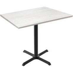 Holland Bar Stool OD211-3030BWOD3048WA EnduroTop 30" X 48" White Ash Wood Laminate Outdoor / Indoor Standard Height Table With Cross Base