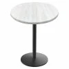 Holland Bar Stool OD214-2230BWOD30RWA EnduroTop 30" Round White Ash Wood Laminate Outdoor / Indoor Standard Height Table With Round Base