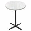 Holland Bar Stool OD211-3042BWOD30RWA EnduroTop 30" Round White Ash Wood Laminate Outdoor / Indoor Bar Height Table With Cross Base