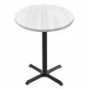 Holland Bar Stool OD211-3036BWOD30RWA EnduroTop 30" Round White Ash Wood Laminate Outdoor / Indoor Counter Height Table With Cross Base