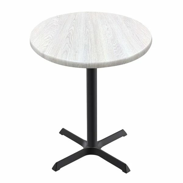 Holland Bar Stool OD211-3030BWOD30RWA EnduroTop 30" Round White Ash Wood Laminate Outdoor / Indoor Standard Height Table With Cross Base 1 Holland Bar Stool OD211-3030BWOD30RWA EnduroTop 30" Round White Ash Wood Laminate Outdoor / Indoor Standard Height Table With Cross Base