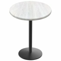 Holland Bar Stool OD214-2242BWOD36RWA EnduroTop 36" Round White Ash Wood Laminate Outdoor / Indoor Bar Height Table With Round Base