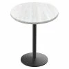 Holland Bar Stool OD214-2230BWOD36RWA EnduroTop 36" Round White Ash Wood Laminate Outdoor / Indoor Standard Height Table With Round Base