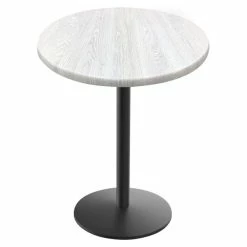 Holland Bar Stool OD214-2230BWOD36RWA EnduroTop 36" Round White Ash Wood Laminate Outdoor / Indoor Standard Height Table With Round Base