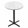 Holland Bar Stool OD211-3036BWOD36RWA EnduroTop 36" Round White Ash Wood Laminate Outdoor / Indoor Counter Height Table With Cross Base