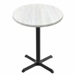 Holland Bar Stool OD211-3036BWOD36RWA EnduroTop 36" Round White Ash Wood Laminate Outdoor / Indoor Counter Height Table With Cross Base