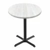 Holland Bar Stool OD211-3030BWOD36RWA EnduroTop 36" Round White Ash Wood Laminate Outdoor / Indoor Standard Height Table With Cross Base
