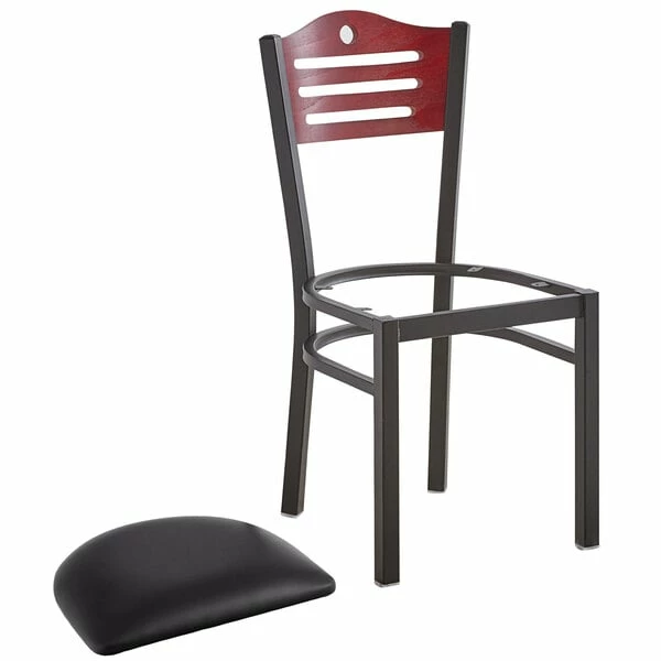 Lancaster Table & Seating Mahogany Finish Bistro Dining Chair With 1 1/2" Padded Seat 4 Lancaster Table & Seating Mahogany Finish Bistro Dining Chair With 1 1/2" Padded Seat - Image 4
