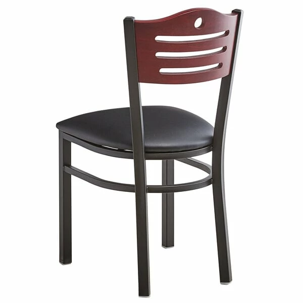 Lancaster Table & Seating Mahogany Finish Bistro Dining Chair With 1 1/2" Padded Seat 3 Lancaster Table & Seating Mahogany Finish Bistro Dining Chair With 1 1/2" Padded Seat - Image 3