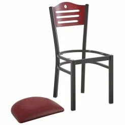 Lancaster Table & Seating Mahogany Finish Bistro Dining Chair With 1 1/2" Burgundy Padded Seat 8 Lancaster Table & Seating Mahogany Finish Bistro Dining Chair With 1 1/2" Burgundy Padded Seat -Lancaster Table & Seating Shop 2065898
