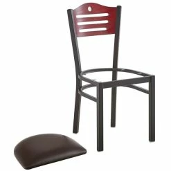 Lancaster Table & Seating Mahogany Finish Bistro Dining Chair With 1 1/2" Dark Brown Padded Seat -Lancaster Table & Seating Shop 2065908