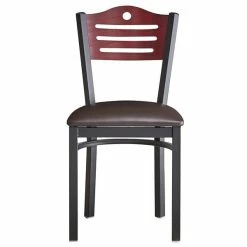 Lancaster Table & Seating Mahogany Finish Bistro Dining Chair With 1 1/2" Dark Brown Padded Seat -Lancaster Table & Seating Shop 2065911