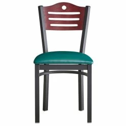 Lancaster Table & Seating Mahogany Finish Bistro Dining Chair With 1 1/2" Green Padded Seat -Lancaster Table & Seating Shop 2065923