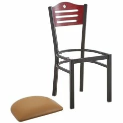 Lancaster Table & Seating Mahogany Finish Bistro Dining Chair With 1 1/2" Light Brown Padded Seat -Lancaster Table & Seating Shop 2065930