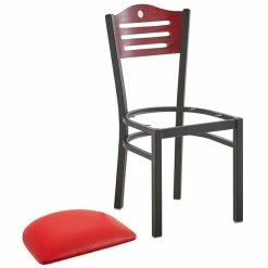 Lancaster Table & Seating Mahogany Finish Bistro Dining Chair With 1 1/2" Red Padded Seat -Lancaster Table & Seating Shop 2065950