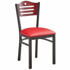 Lancaster Table & Seating Mahogany Finish Bistro Dining Chair With 1 1/2" Red Padded Seat -Lancaster Table & Seating Shop 2065951