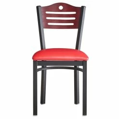 Lancaster Table & Seating Mahogany Finish Bistro Dining Chair With 1 1/2" Red Padded Seat -Lancaster Table & Seating Shop 2065953