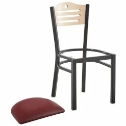 Lancaster Table & Seating Natural Finish Bistro Dining Chair With 1 1/2" Burgundy Padded Seat -Lancaster Table & Seating Shop 2065974