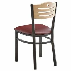 Lancaster Table & Seating Natural Finish Bistro Dining Chair With 1 1/2" Burgundy Padded Seat -Lancaster Table & Seating Shop 2065976