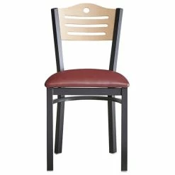 Lancaster Table & Seating Natural Finish Bistro Dining Chair With 1 1/2" Burgundy Padded Seat -Lancaster Table & Seating Shop 2065977