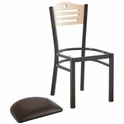 Lancaster Table & Seating Natural Finish Bistro Dining Chair With 1 1/2" Dark Brown Padded Seat 8 Lancaster Table & Seating Natural Finish Bistro Dining Chair With 1 1/2" Dark Brown Padded Seat -Lancaster Table & Seating Shop 2065986