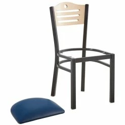 Lancaster Table & Seating Natural Finish Bistro Dining Chair With 1 1/2" Navy Padded Seat -Lancaster Table & Seating Shop 2066016