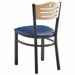 Lancaster Table & Seating Natural Finish Bistro Dining Chair With 1 1/2" Navy Padded Seat -Lancaster Table & Seating Shop 2066018