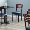 Lancaster Table & Seating Mahogany Finish Bistro Dining Chair With 1 1/2" Navy Padded Seat