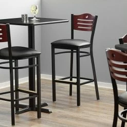 Lancaster Table & Seating Mahogany Finish Bar Height Bistro Chair With 2" Padded Seat