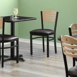 Lancaster Table & Seating Natural Finish Bistro Dining Chair With 1 1/2" Dark Brown Padded Seat