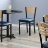 Lancaster Table & Seating Natural Finish Bistro Dining Chair With 1 1/2" Navy Padded Seat