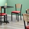 Lancaster Table & Seating Natural Finish Bistro Dining Chair With 1 1/2" Red Padded Seat